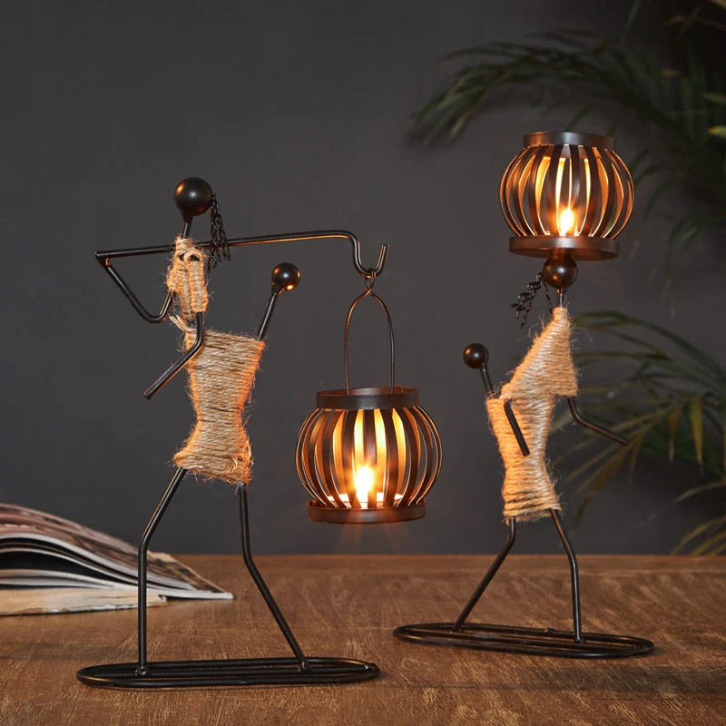 Suporte de Vela em Metal: Escultura Abstrata Ártica com Design Sofisticado