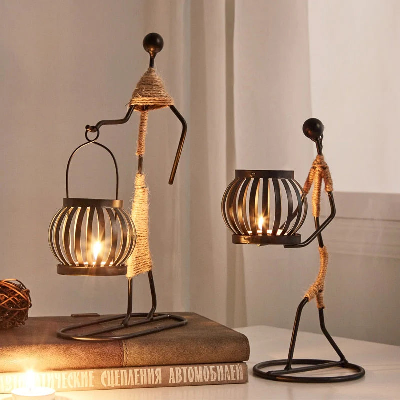 Suporte de Vela em Metal: Escultura Abstrata Ártica com Design Sofisticado