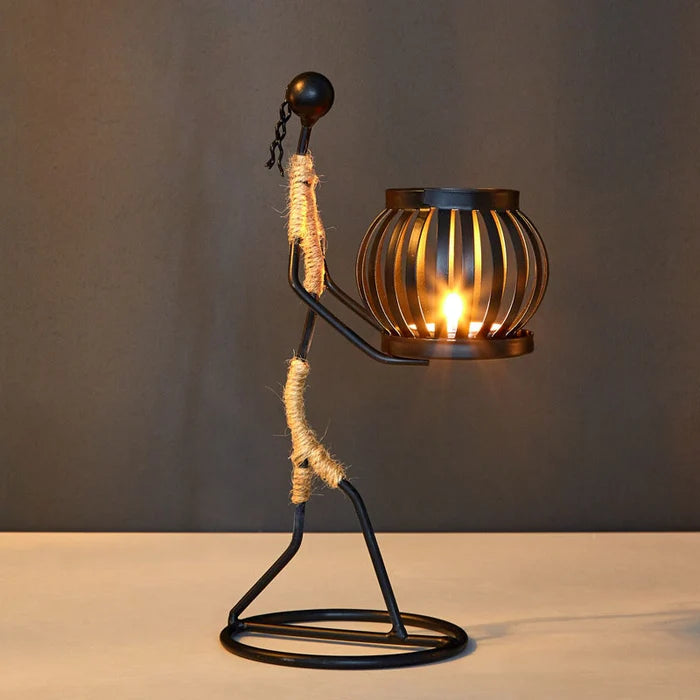 Suporte de Vela em Metal: Escultura Abstrata Ártica com Design Sofisticado