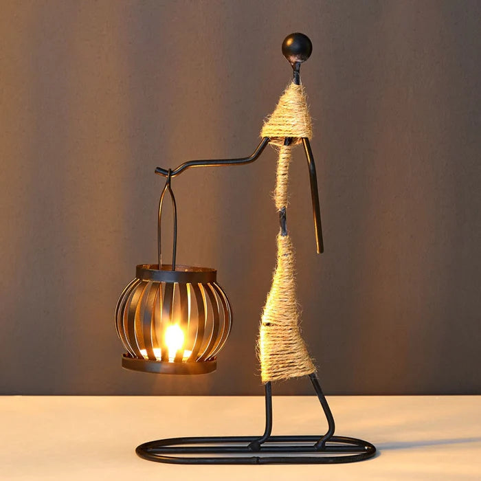 Suporte de Vela em Metal: Escultura Abstrata Ártica com Design Sofisticado