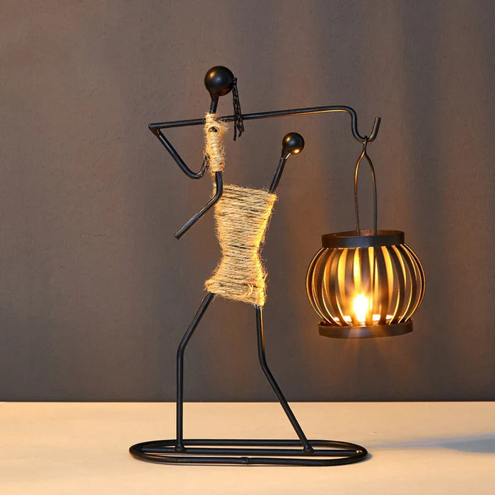 Suporte de Vela em Metal: Escultura Abstrata Ártica com Design Sofisticado
