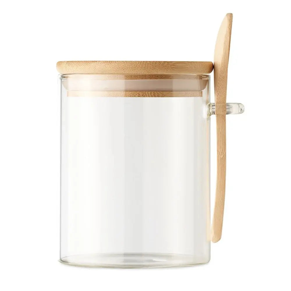 Pote de Vidro com Tampa Hermética e Colher de Bambu 280ml - Odame
