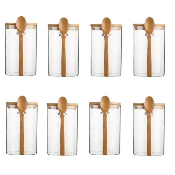 Pote de Vidro com Tampa Hermética e Colher de Bambu 280ml - Odame