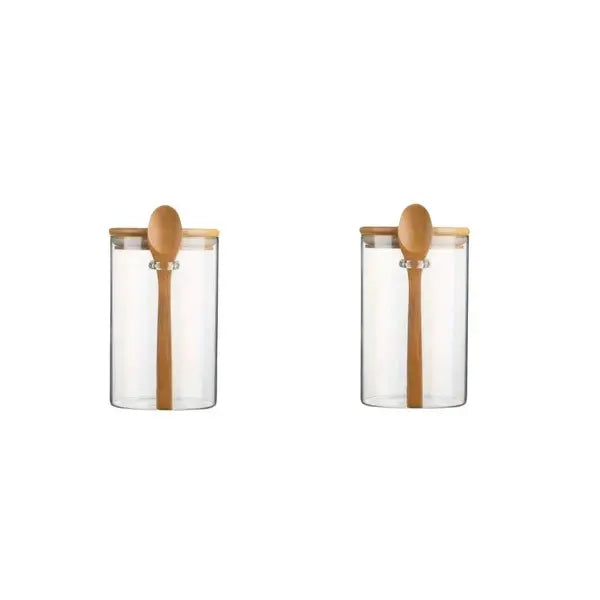 Pote de Vidro com Tampa Hermética e Colher de Bambu 280ml - Odame