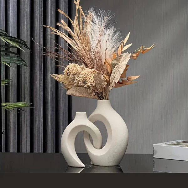 Conjunto de 2 Vasos de Cerâmica Decorativo