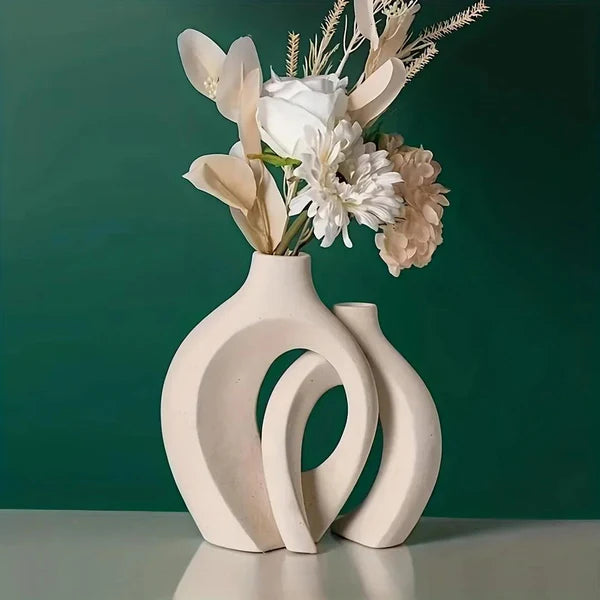 Conjunto de 2 Vasos de Cerâmica Decorativo