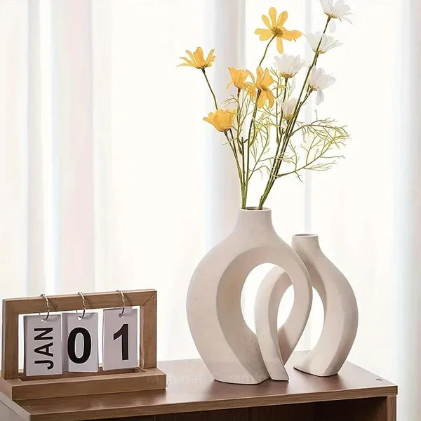 Conjunto de 2 Vasos de Cerâmica Decorativo