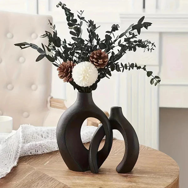 Conjunto de 2 Vasos de Cerâmica Decorativo