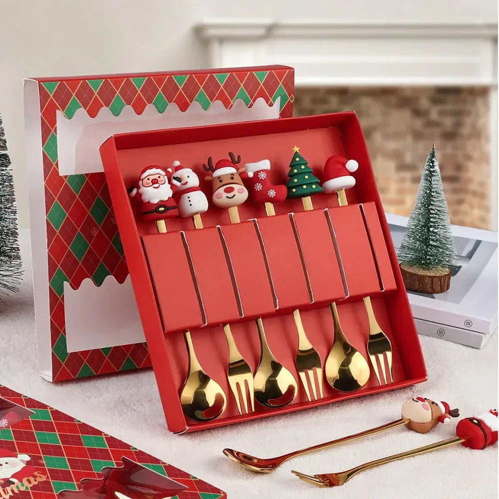 Jogo de Talheres para Sobremesa Decoração de Natal - Odame
