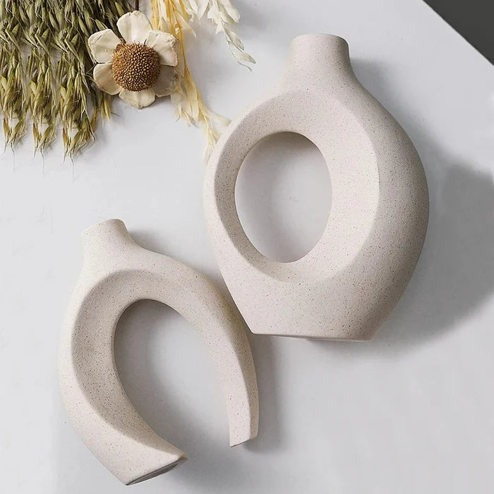 Conjunto de 2 Vasos de Cerâmica Decorativo
