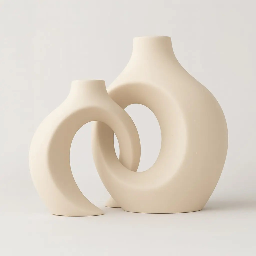 Conjunto de 2 Vasos de Cerâmica Decorativo